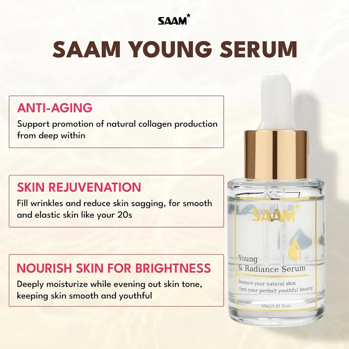 سيروم SAAM Young & Radiance | إشراقة وتوحيد لون البشرة