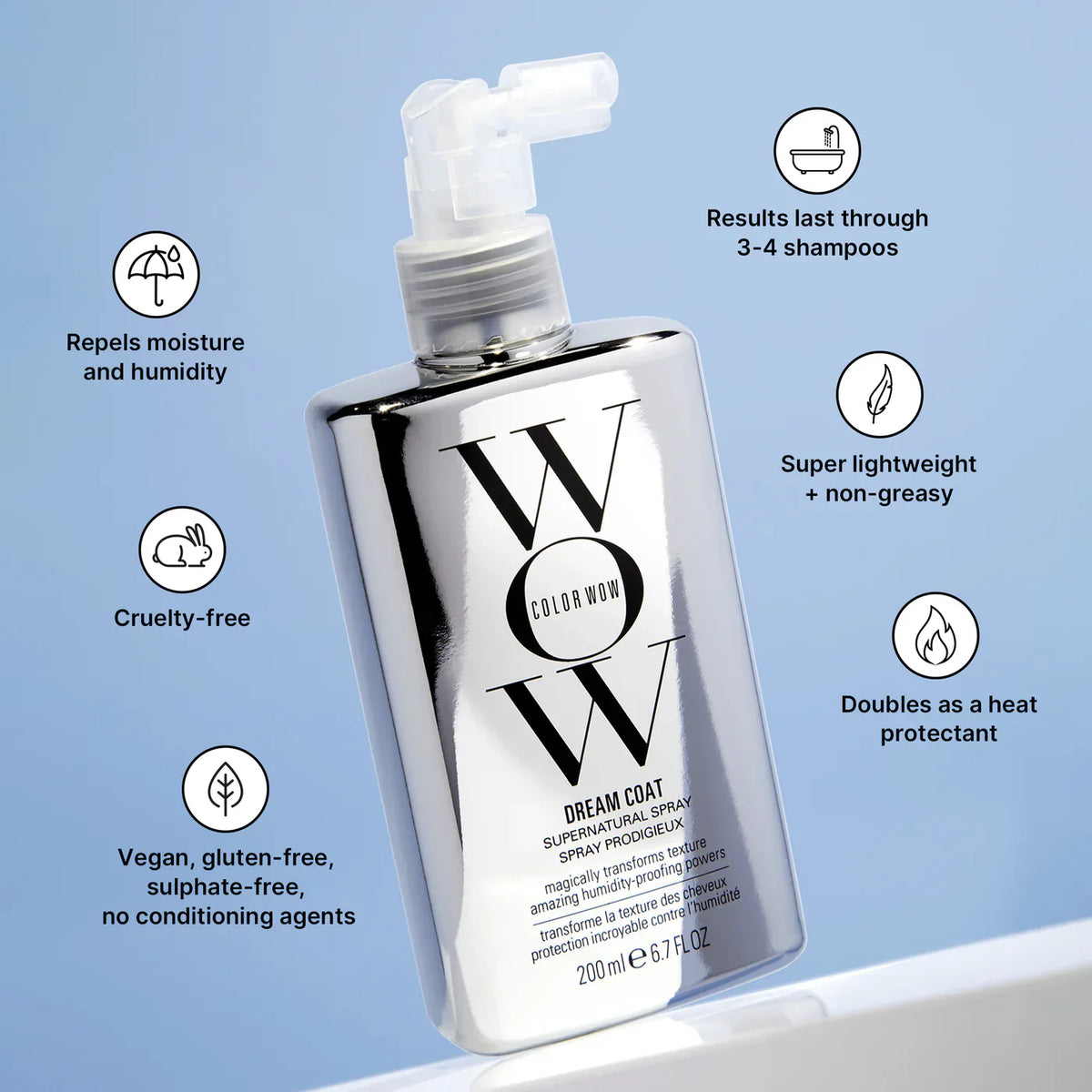 بخاخ Color WOW Dream Coat | حماية من التجعد ولمعان زجاجي للشعر