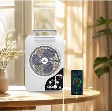المنقذ الذكي 3 في 1 | مروحة وكشاف وباور بانك بالطاقة الشمسية