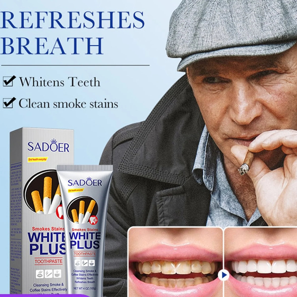 معجون أسنان SADOER White Plus | تنظيف يومي وانتعاش للفم