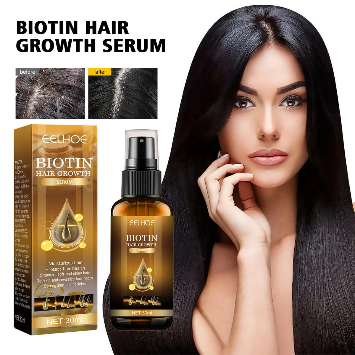 EELHOE Biotin Hair Spray | بخاخ البيوتين للعناية بالشعر وتعزيز مظهر الكثافة