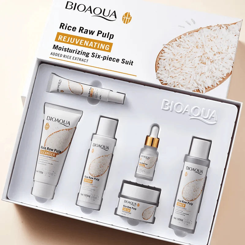 BIOAQUA Rice Raw Pulp Set | مجموعة الأرز للعناية بالبشرة (6 قطع)