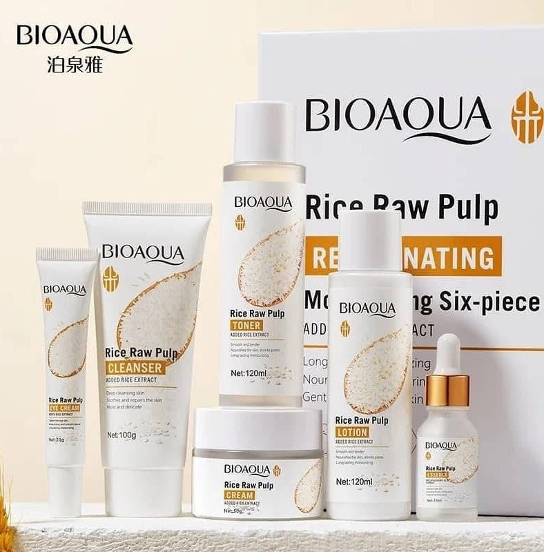 BIOAQUA Rice Raw Pulp Set | مجموعة الأرز للعناية بالبشرة (6 قطع)
