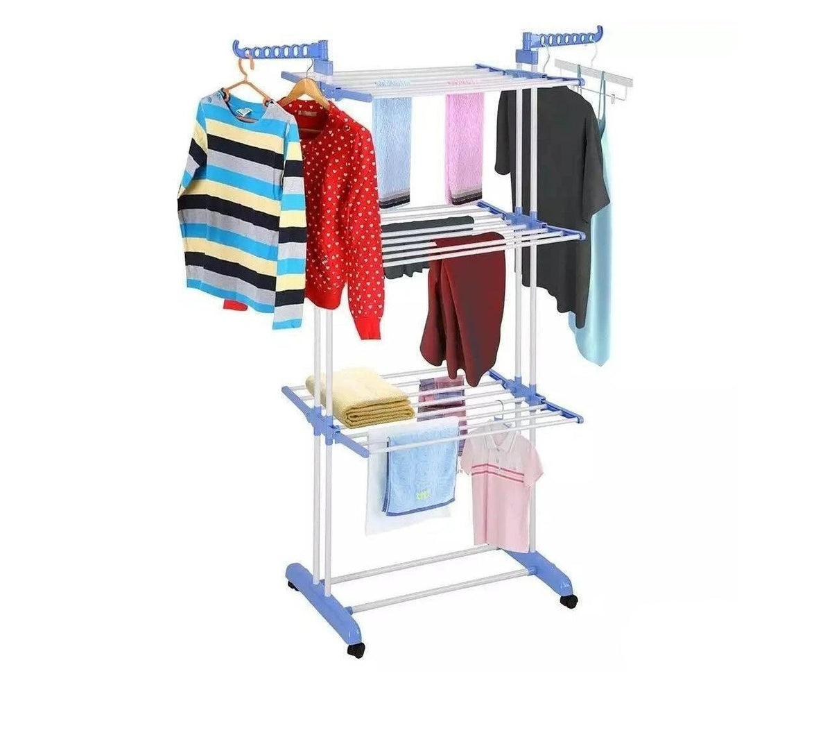 Three Layers Clothes Hanger Rack with Wheels 1700mm | رف تجفيف الملابس ثلاثي الطوابق مع عجلات