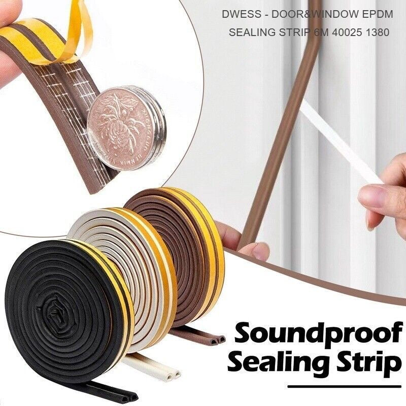 DWESS EPDM Door & Window Soundproof Sealing Strip 6M | شريط عزل صوتي وحراري للأبواب والنوافذ