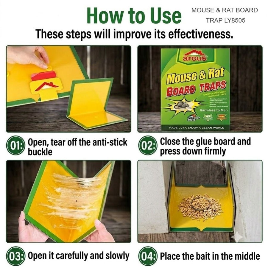 Argus Mouse & Rat Glue Board Trap | لاصق فخ الفئران والجرذان آمن للاستخدام المنزلي