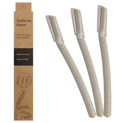 Eco-Friendly Biodegradable Eyebrow Razor Wheat Straw 3pcs | شفرات حلاقة الحواجب صديقة للبيئة 3 قطع
