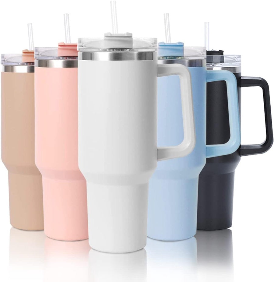 Water Mug Tumbler with Handle & Straw | كوب مياه حراري بمقبض وقشة متعدد الألوان