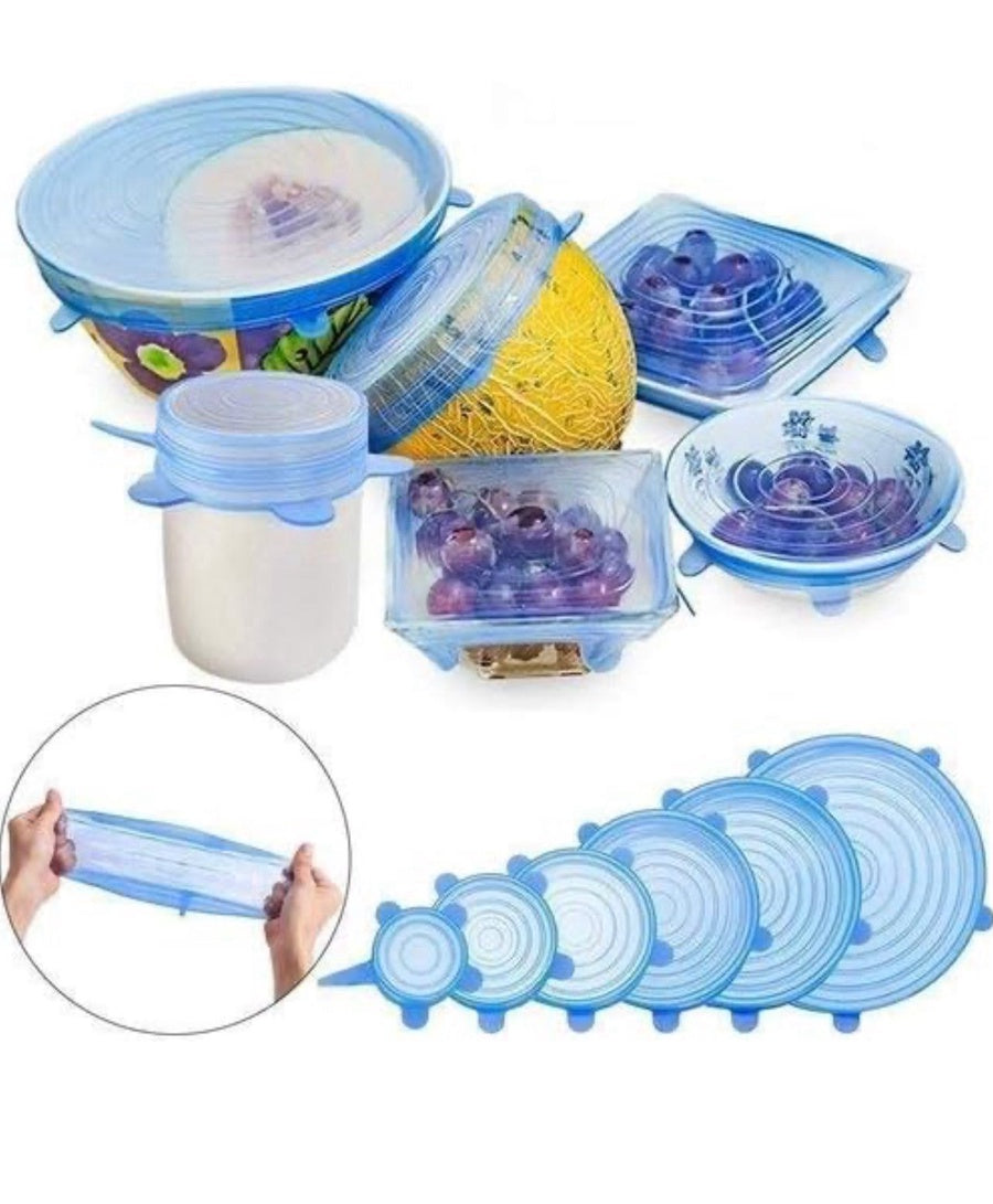 Reusable Silicone Stretch Lids Set | طقم أغطية سيليكون مرنة قابلة لإعادة الاستخدام لأحجام مختلفة