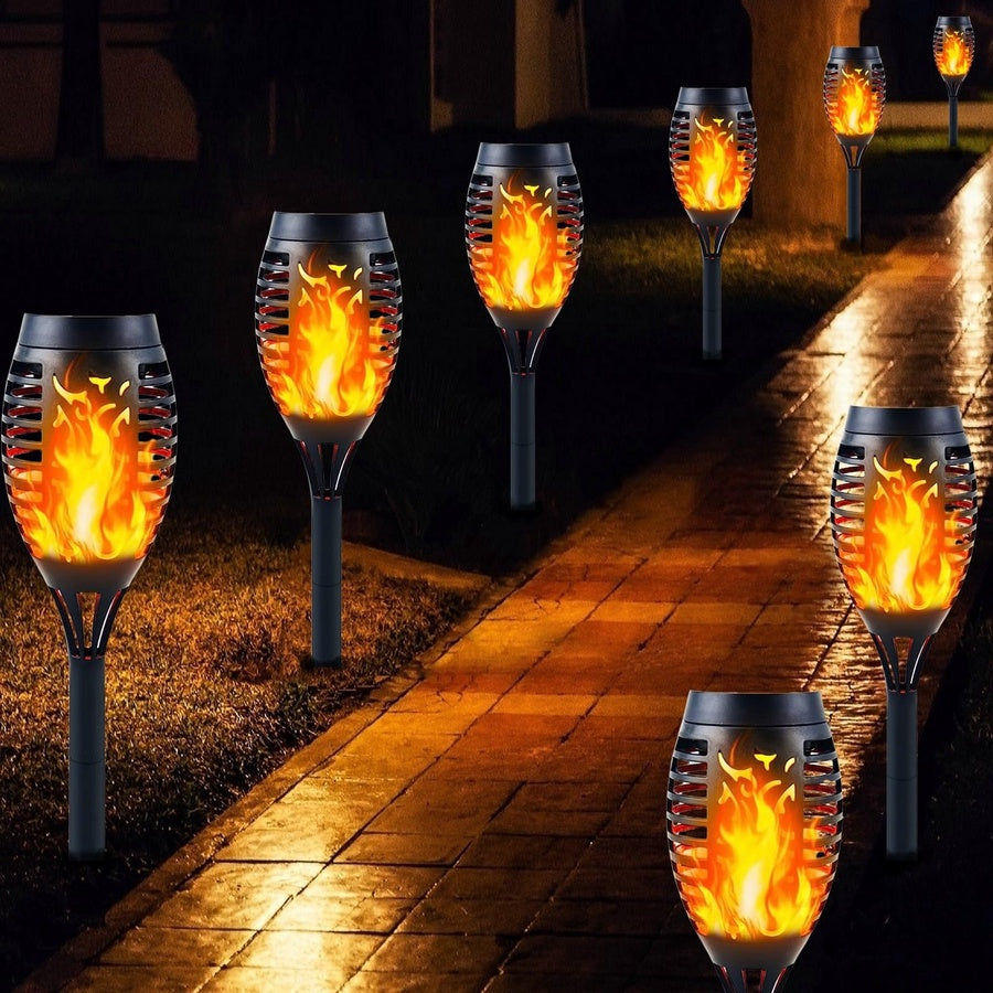 Solar Flame Torch Garden Light | مصابيح شمسية بتأثير اللهب للحديقة والممرات تعمل تلقائياً