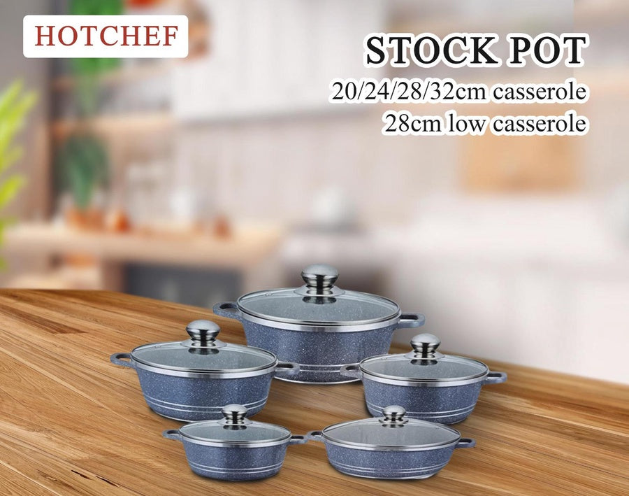 HotChef 10-Piece Non-Stick Cookware Set | طقم قدور جرانيت غير لاصق 10 قطع