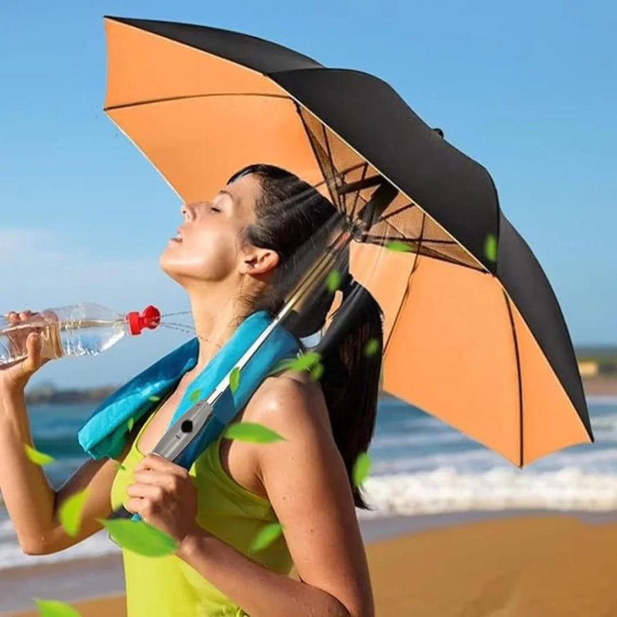 UV Protection Umbrella with Cooling Fan | مظلة شمس بمروحة تبريد وحماية من الأشعة