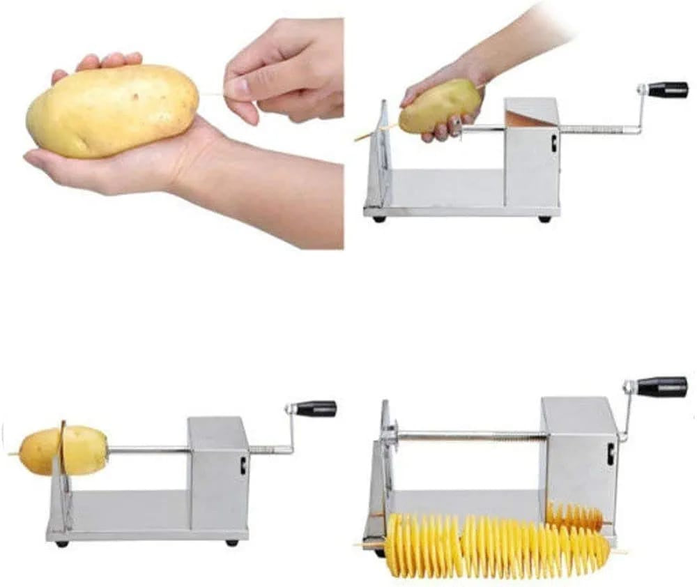 Stainless Steel Spiral Potato Slicer | ماكينة تقطيع البطاطس الحلزونية