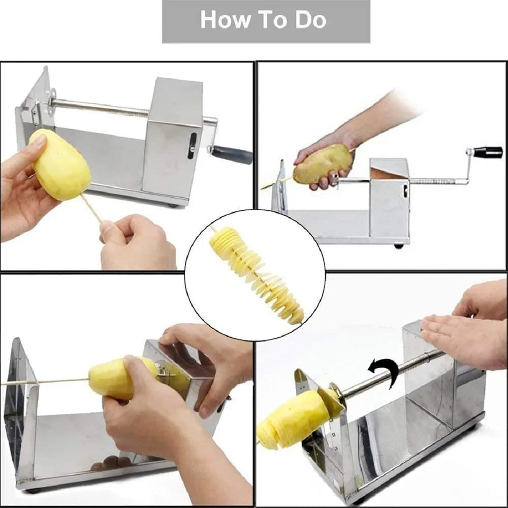 Stainless Steel Spiral Potato Slicer | ماكينة تقطيع البطاطس الحلزونية