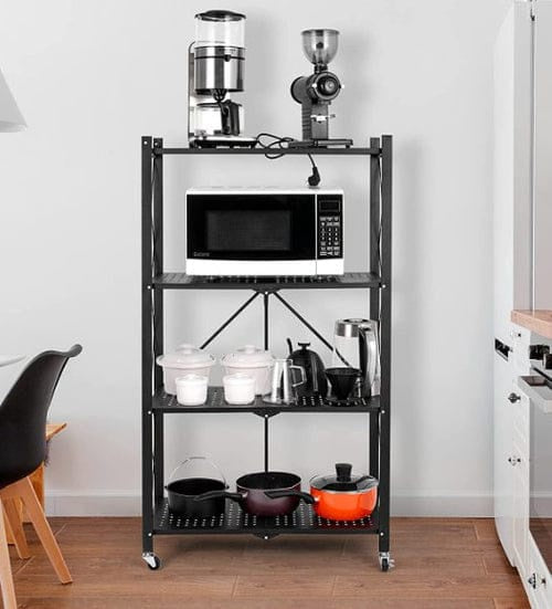 Foldable Storage Rack with Wheels | رف تخزين معدني قابل للطي بعجلات