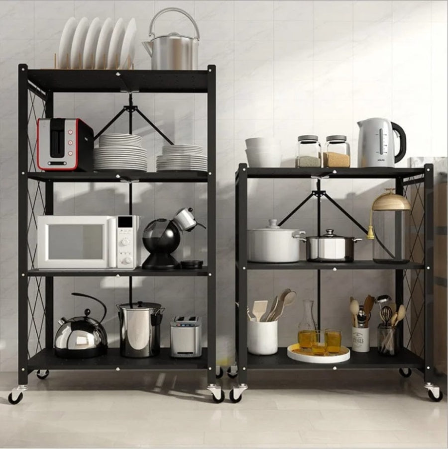 Foldable Storage Rack with Wheels | رف تخزين معدني قابل للطي بعجلات