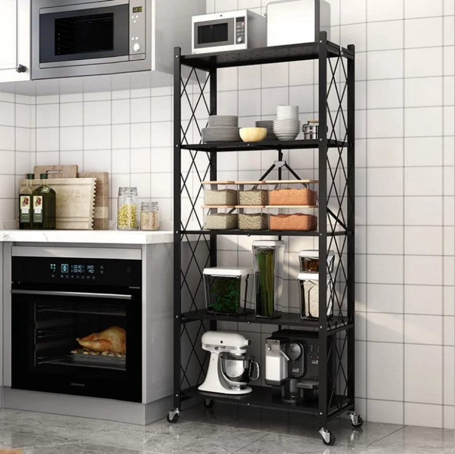 Foldable Storage Rack with Wheels | رف تخزين معدني قابل للطي بعجلات