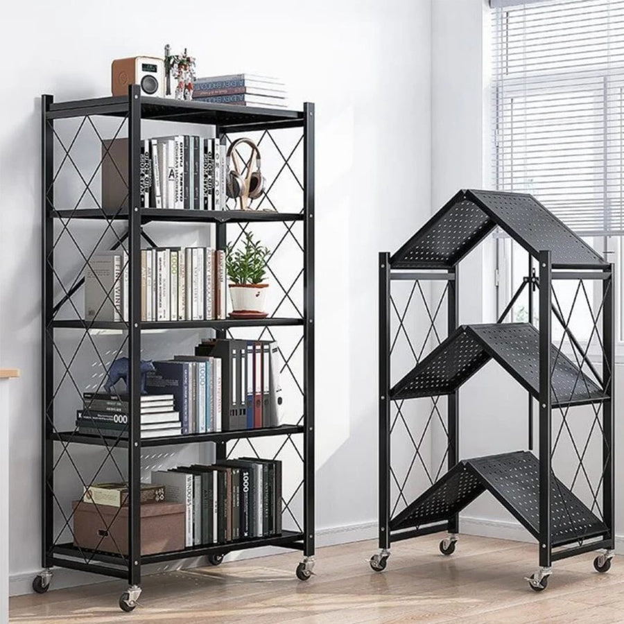 Foldable Storage Rack with Wheels | رف تخزين معدني قابل للطي بعجلات
