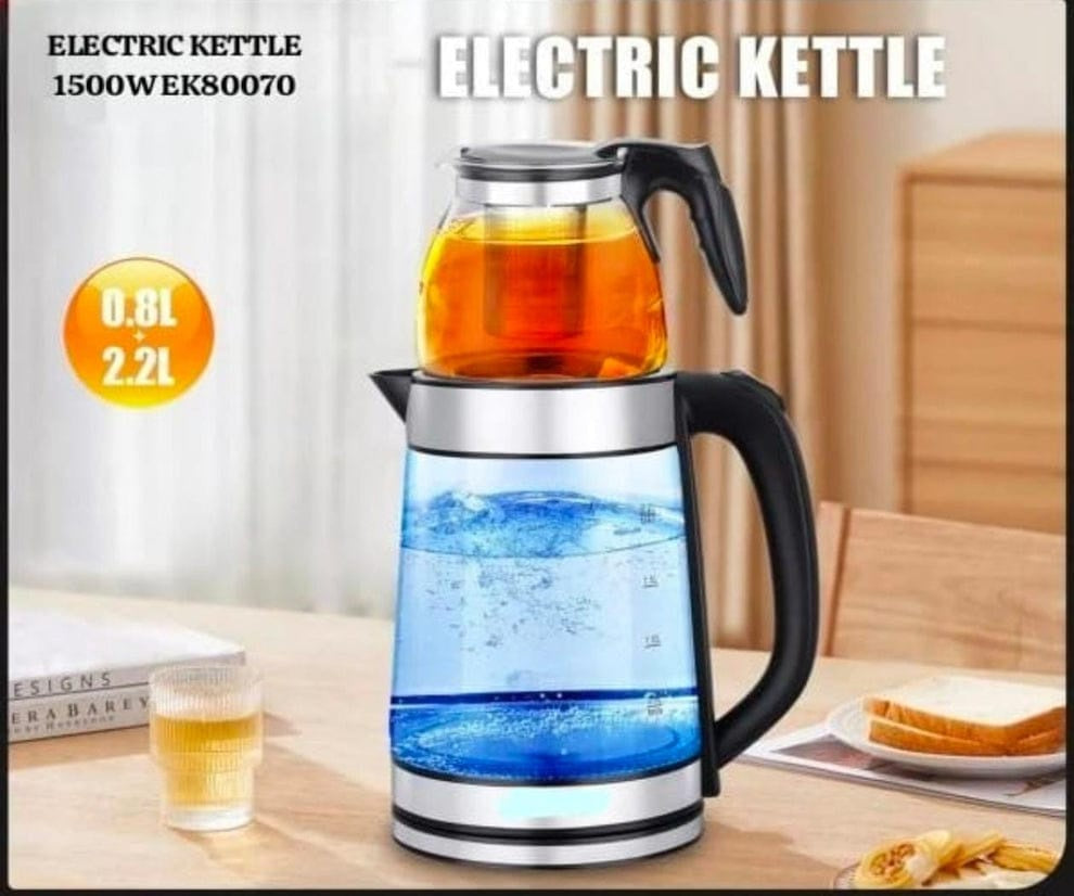 Sokany Glass Tea Maker & Electric Kettle | غلاية كهربائية زجاجية مع إبريق شاي من سوكاني
