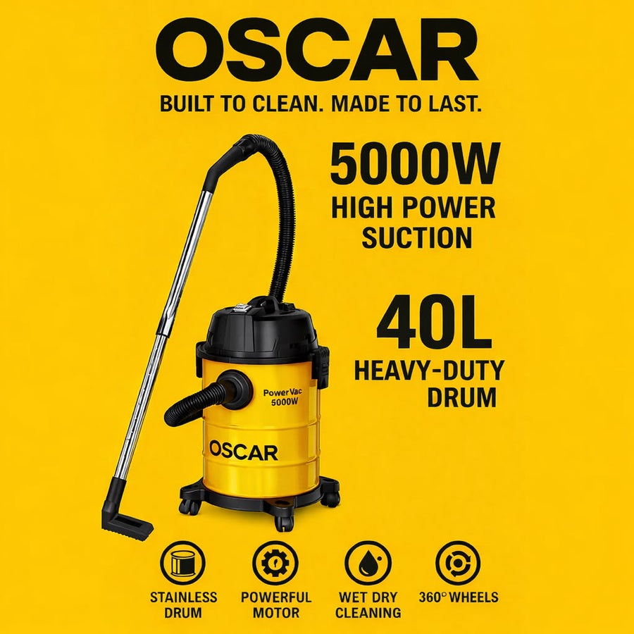 Oscar Power Vac 40L Wet & Dry Vacuum Cleaner | مكنسة أوسكار باور فاك للتنظيف الجاف والرطب 40 لتر
