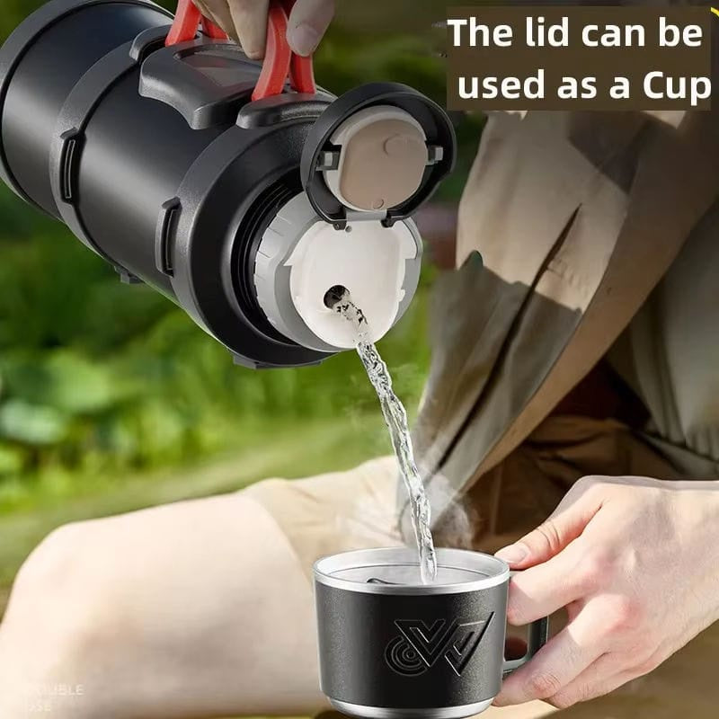 Vacuum Insulated Travel Thermos with Cup | ترمس حراري ستانلس ستيل للسفر مع كوب