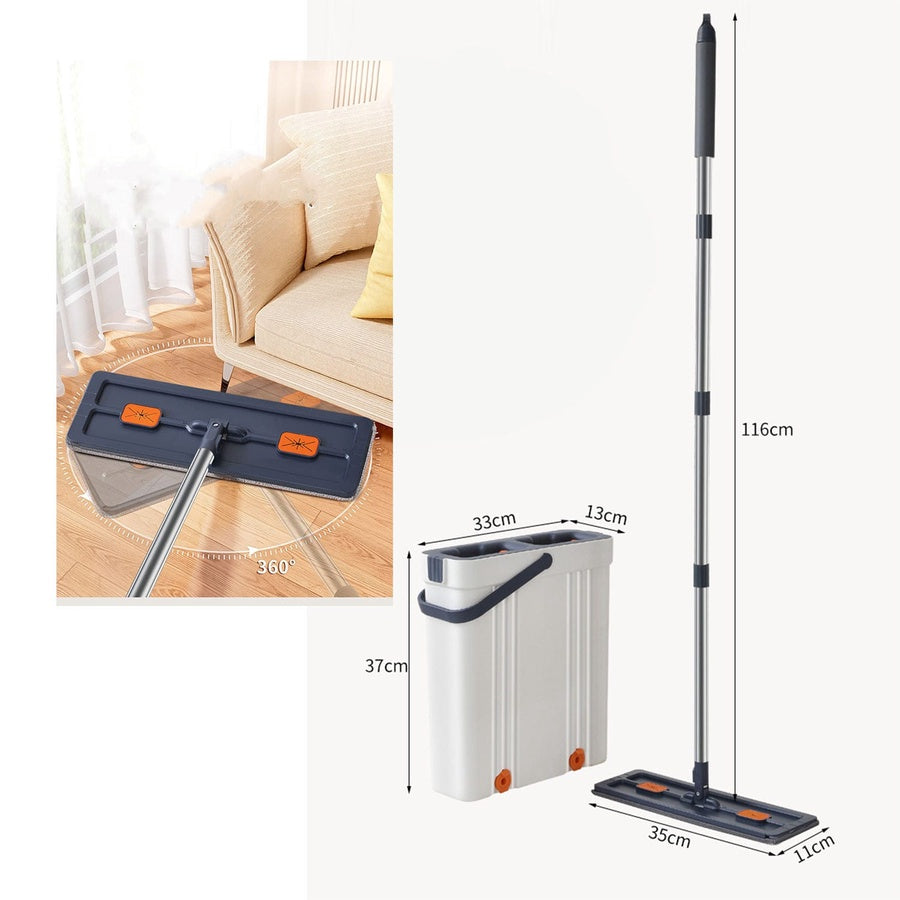 Self-Wring Flat Mop & Bucket Set | طقم ممسحة مسطحة مع دلو ذاتي العصر