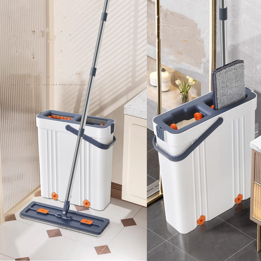 Self-Wring Flat Mop & Bucket Set | طقم ممسحة مسطحة مع دلو ذاتي العصر