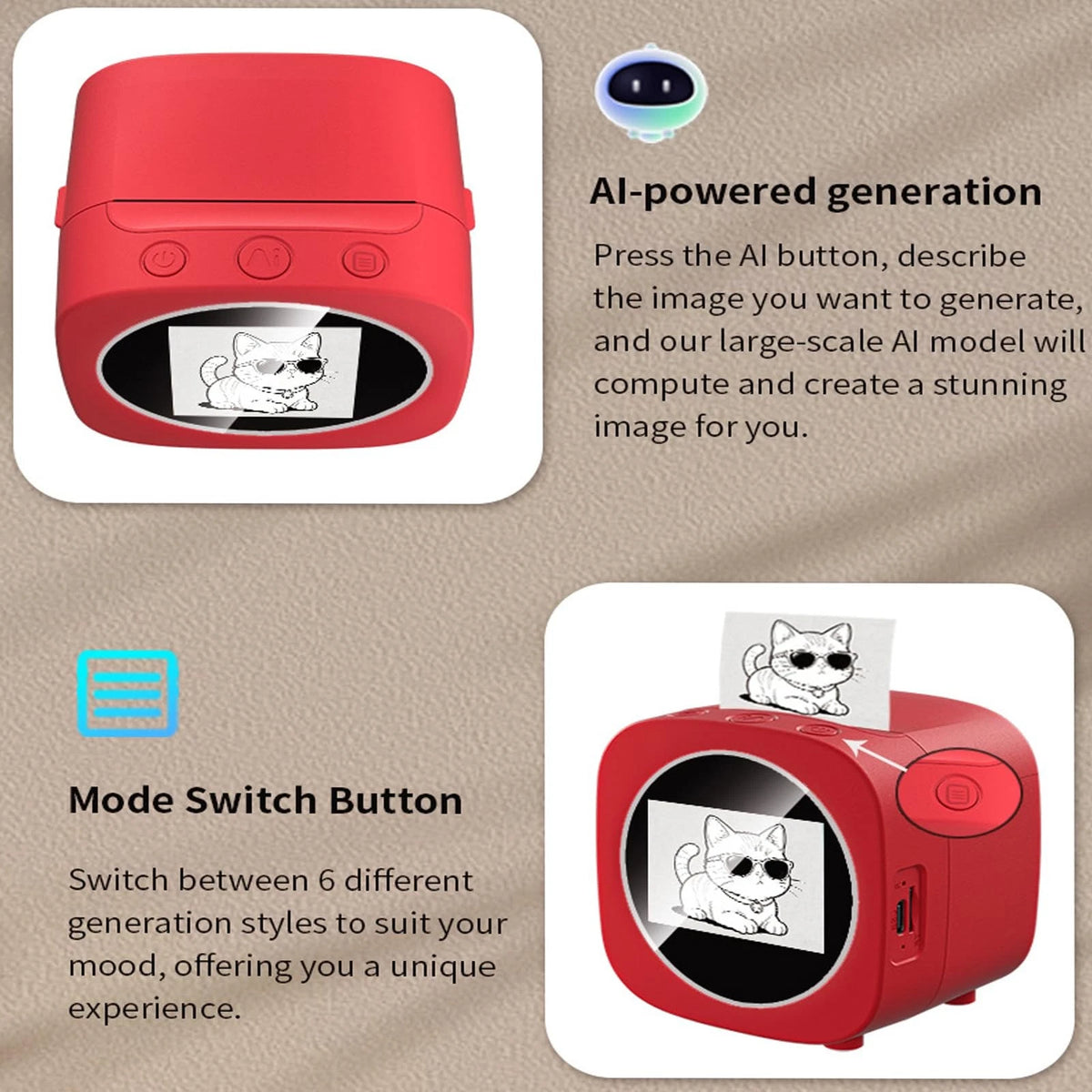AI Mini Thermal Printer | طابعة حرارية ذكية محمولة بدون حبر
