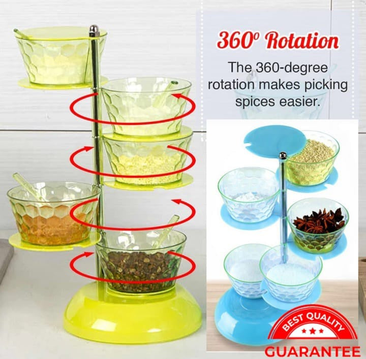 360° Rotating Spice Rack with 6 Bowls | منظم بهارات دوار 360 درجة مع 6 أوعية