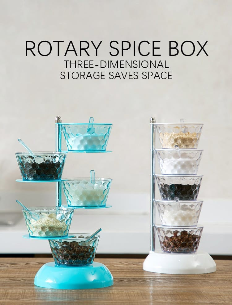 360° Rotating Spice Rack with 6 Bowls | منظم بهارات دوار 360 درجة مع 6 أوعية