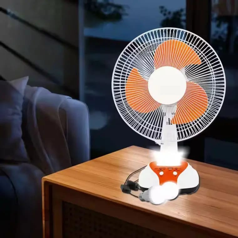 Solar Rechargeable Fan with LED Light | مروحة شحن بالطاقة الشمسية مع إضاءة LED