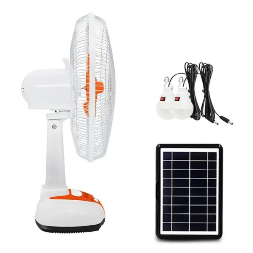 Solar Rechargeable Fan with LED Light | مروحة شحن بالطاقة الشمسية مع إضاءة LED