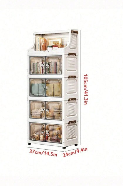 Foldable Storage Cabinet with Wheels (4 & 5 Tiers) | خزانة تخزين قابلة للطي بعجلات (4 و5 طبقات)