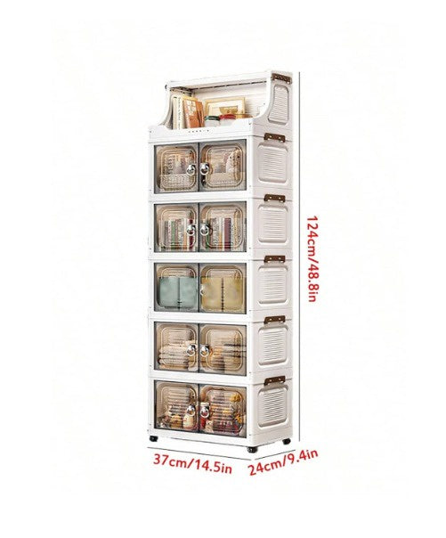 Foldable Storage Cabinet with Wheels (4 & 5 Tiers) | خزانة تخزين قابلة للطي بعجلات (4 و5 طبقات)