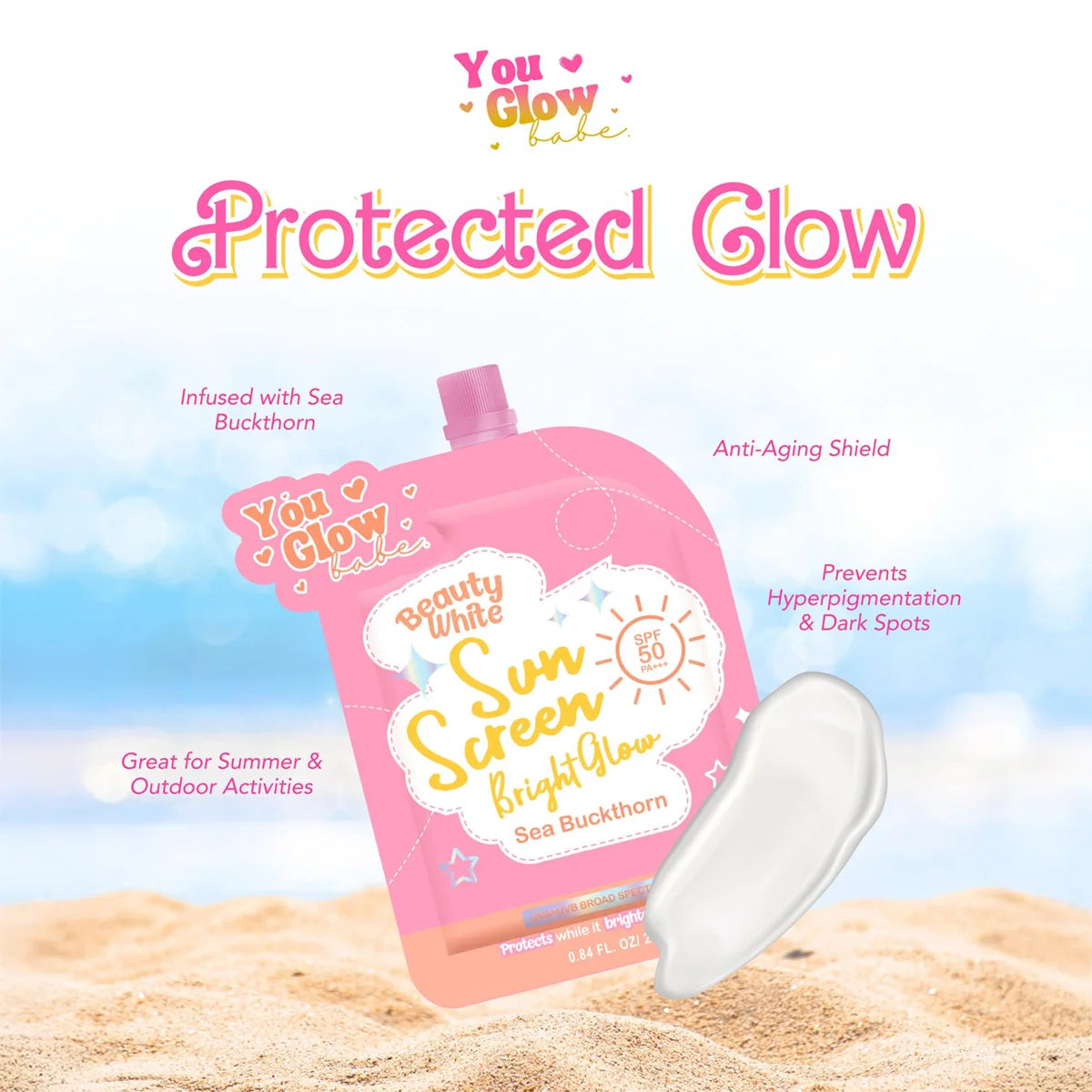 You Glow Babe Beauty White Sunscreen SPF 50 | واقي شمس بيوتي وايت SPF 50