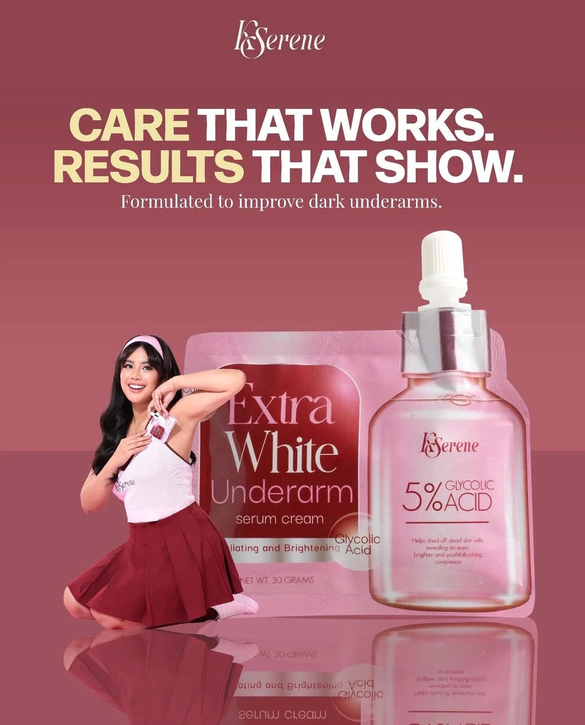 KSerene Extra White Underarm Serum Cream 5% Glycolic Acid | كريم سيروم كي سيرين لتفتيح الإبطين بحمض الجليكوليك 5%