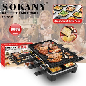 SOKANY Raclette Table Grill 1600W | شواية سوكاني متعددة الاستخدامات