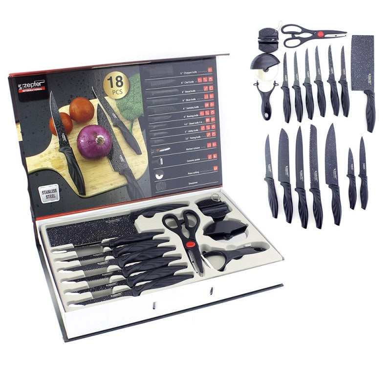 18-Piece Kitchen Knife Set | طقم سكاكين مطبخ 18 قطعة