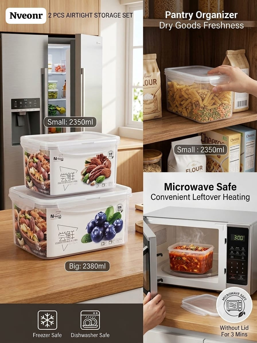 2-Piece Airtight Food Storage Set | طقم علب تخزين طعام محكمة الغلق قطعتين