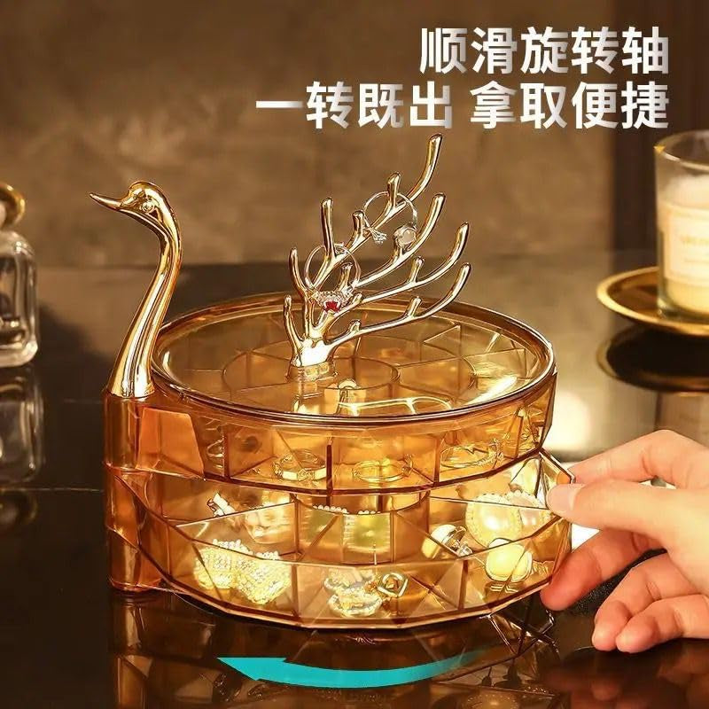 Swan Shape 3 Layer Luxury Jewelry Organizer Box | منظم مجوهرات فاخر بتصميم على شكل بجعة