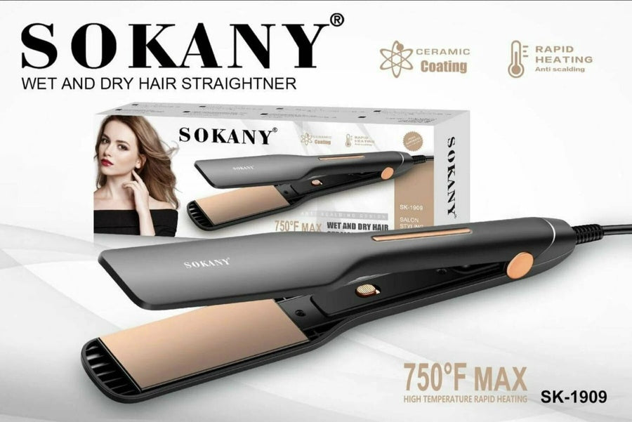 Sokany Wet & Dry Hair Straightener SK-1909 | مكواة شعر سوكاني للسشوار والفرد