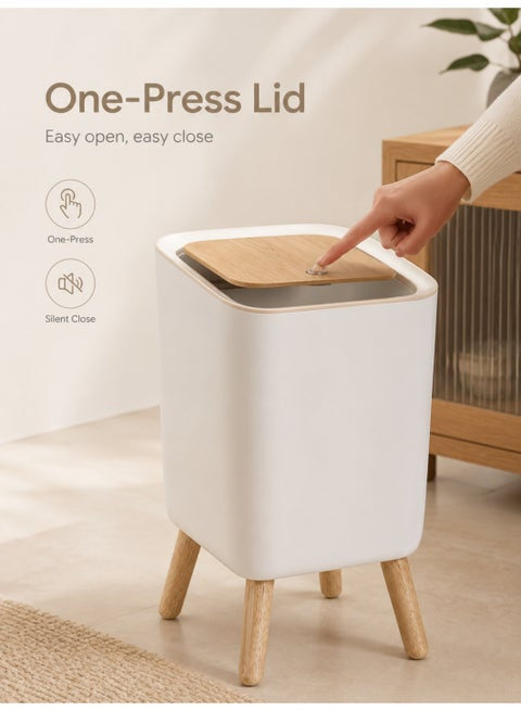 7L Nordic Trash Can | سلة مهملات نوردية بغطاء ضغط وأرجل خشبية