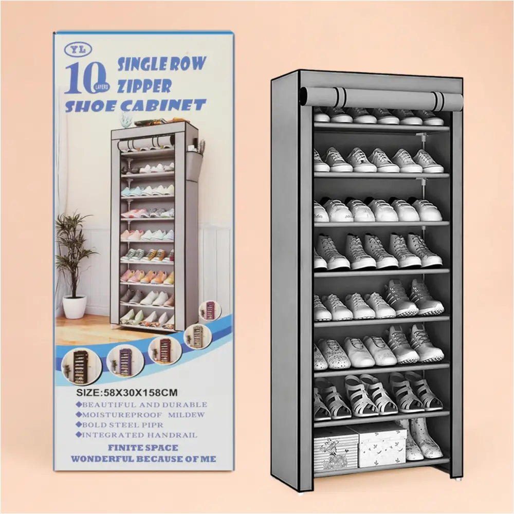 10-Layer Zipper Shoe Cabinet | خزانة أحذية قماشية متعددة الطبقات بسحاب