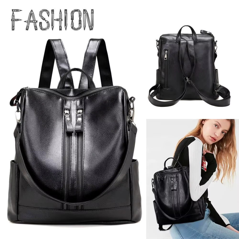 Convertible Leather Backpack | حقيبة ظهر جلدية نسائية متعددة الاستخدامات