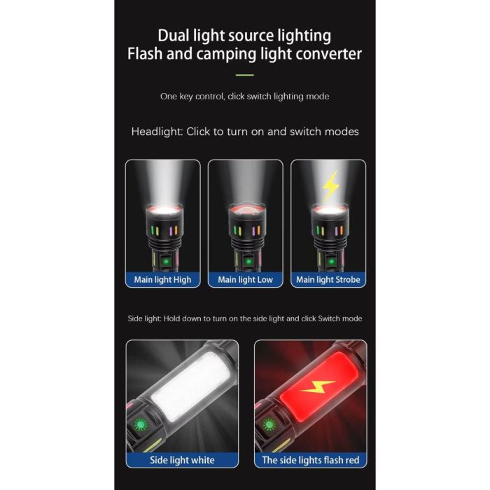 Rechargeable High Power Aluminum Alloy Flashlight | كشاف LED قوي قابل للشحن ومقاوم للماء