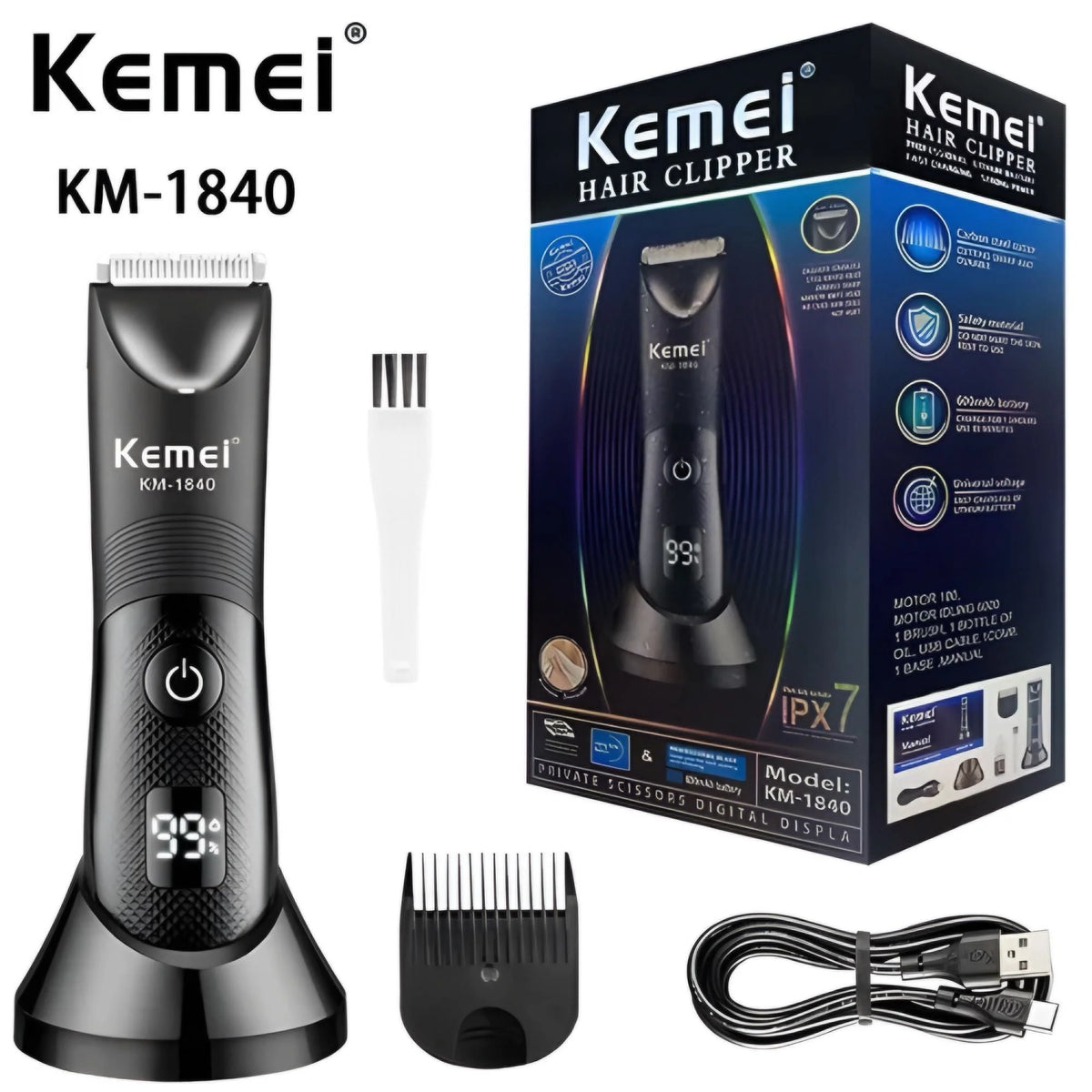 Kemei KM-1840 Rechargeable Trimmer | ماكينة تشذيب وحلاقة للرجال قابلة للشحن