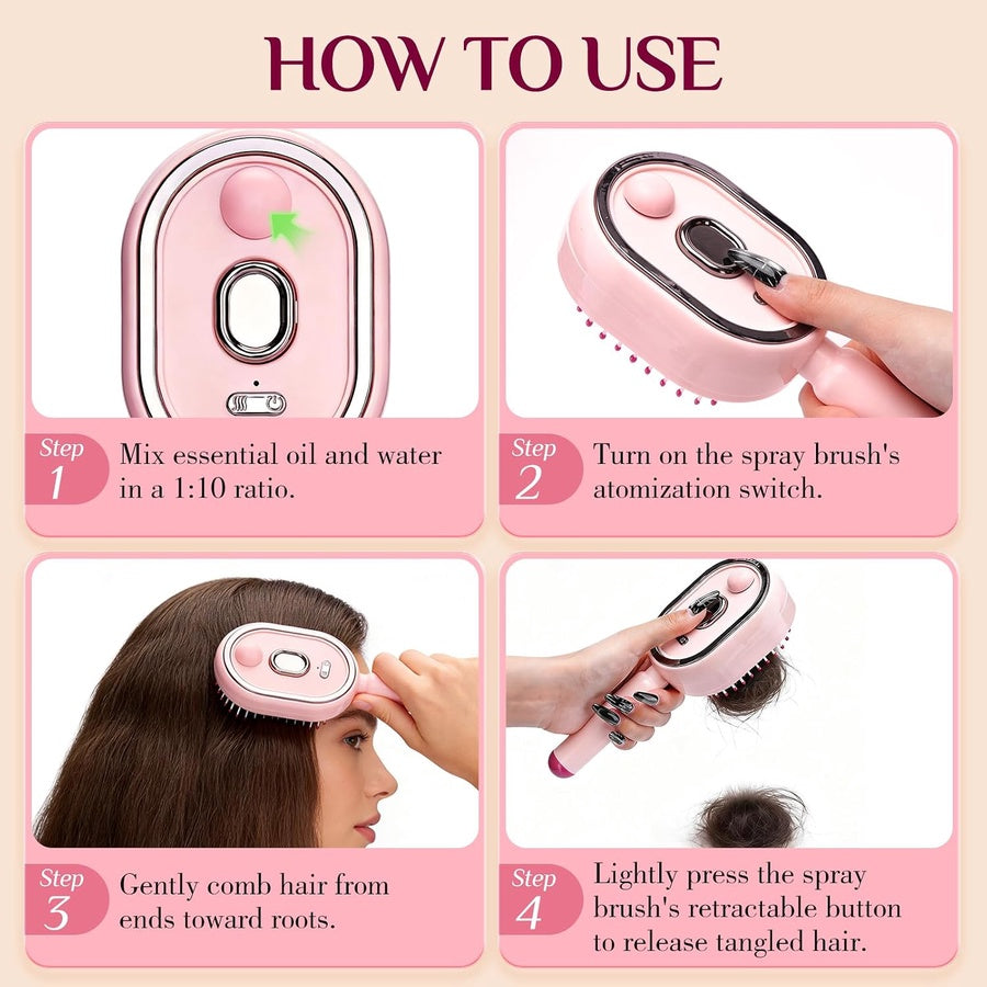 Electric Spray Air Cushion Comb | مشط شعر كهربائي برذاذ وترطيب وتدليك لفك التشابك