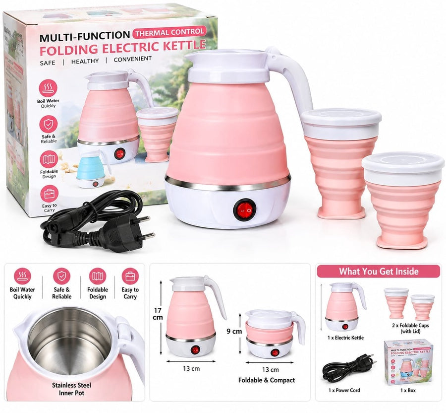 Multifunction Folding Electric Kettle | غلاية كهربائية قابلة للطي مع أكواب