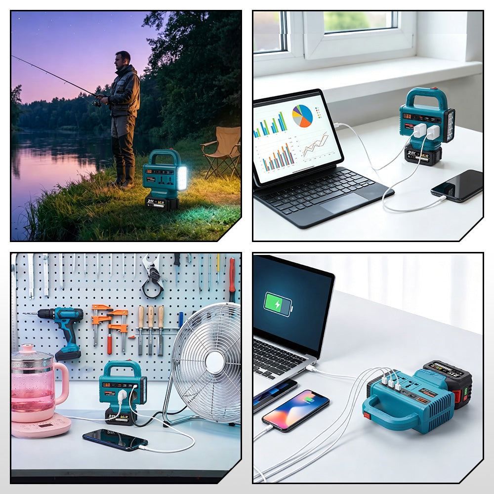 YOFIDRA Portable Power Inverter | محول طاقة محمول مع إضاءة ومنافذ شحن
