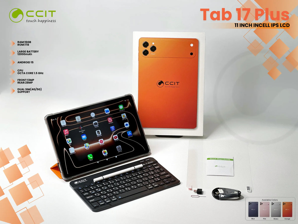 CCIT 10.1-Inch Android Tablet | تابلت أندرويد بشاشة كبيرة مع كيبورد وقلم وإكسسوارات